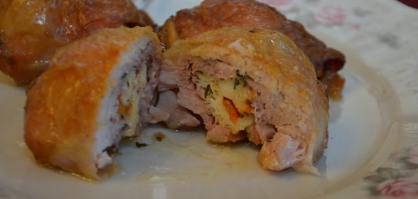 Запечёные куриные фаршированные голени. Спасибо Елене - КЫШ