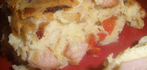 Запеканка с сосисками , сыром и перцем. Как разнообразить завтрак