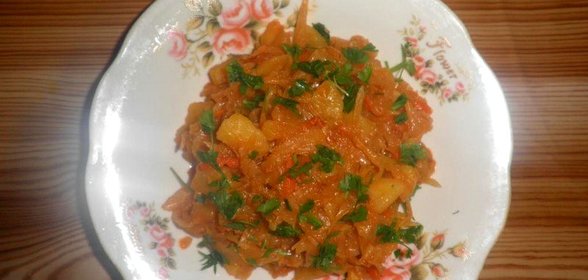 Постная картошка с капустой