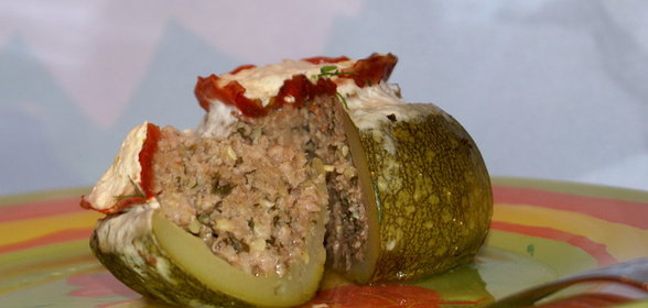 Круглые кабачки фаршированные запеченные