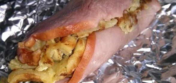 Рулетики с ветчиной и картофельными блинчиками