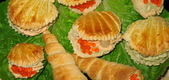 Слоеные тарталетки для рыбных закусок