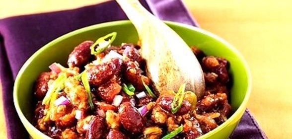 Фасоль с баклажанами