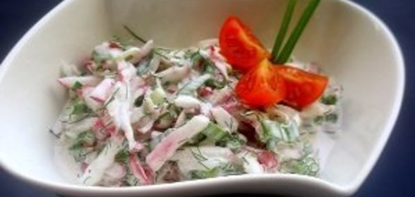 Салатик из редиски в сырно-иогуртовой заправке