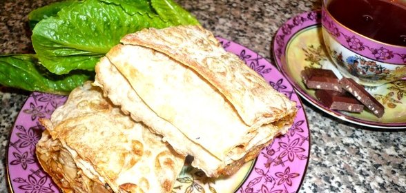 Лаваш с курицей и морковкой