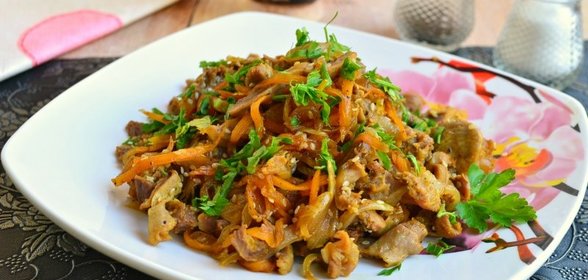 Куриные желудочки по-корейски