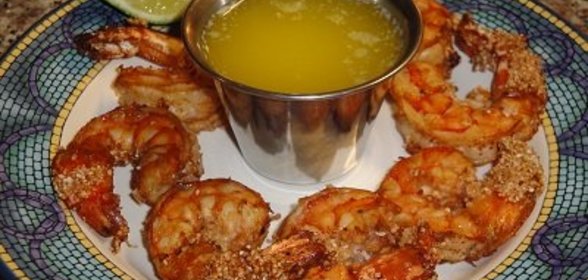 Острые креветки в соево-имбирном маринаде с чесноком ! ! !