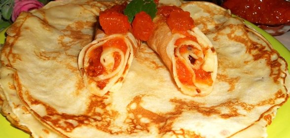 Блины на сыворотке с тыквенным вареньем