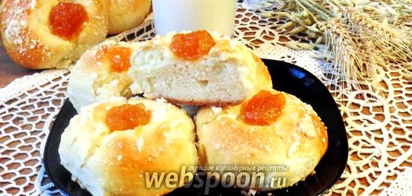 Булочки со штрейзелем, творогом и повидлом