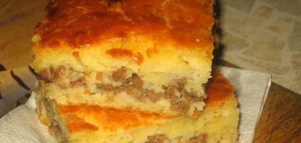Пирог на кефире с мясным фаршем