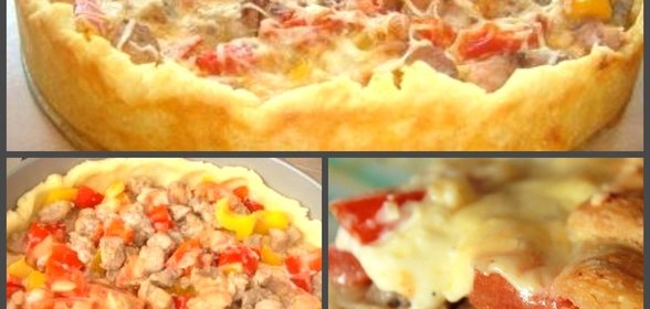 Открытый мясной пирог из картофельного теста