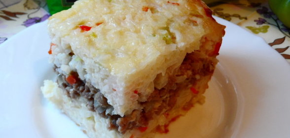 Рисовая запеканка с мясом.(нежная и сочная)