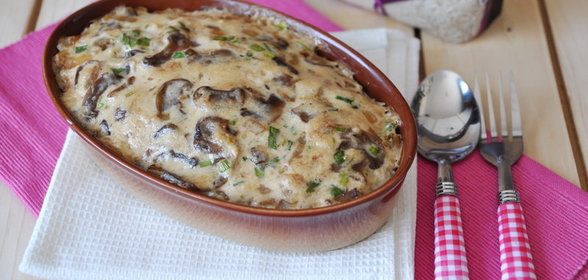 Запеканка из риса с шампиньонами