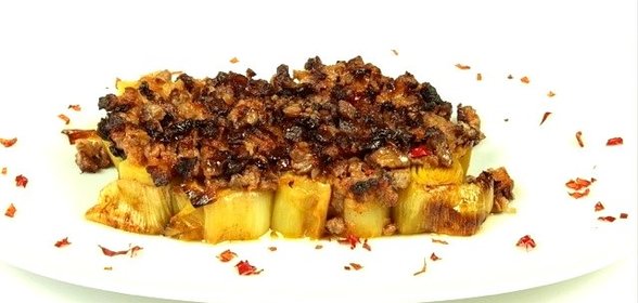 Лук-порей с мясом