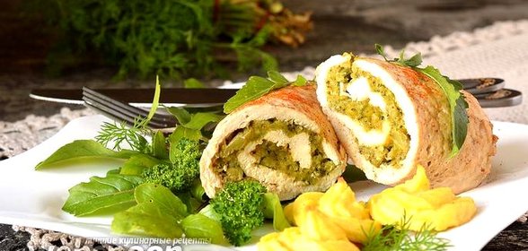 Куриный ролл с брокколи в мультиварке