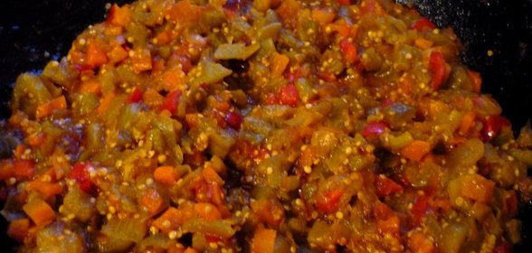 Жареная баклажанная икра кусочками