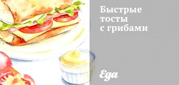 Быстрые тосты с грибами