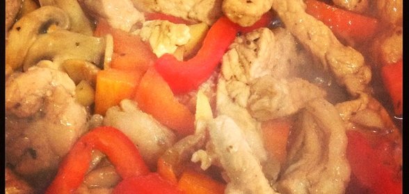 Свинина стир фрай с грибами и овощами