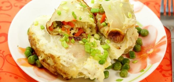 Капустные рулетики «в омлете»