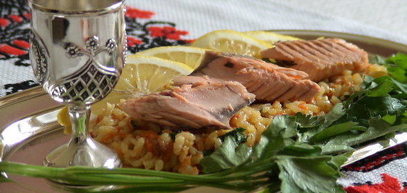 Пивной рис с запеченной рыбкой