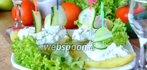 Картофельные лодочки с крабовыми палочками и творогом