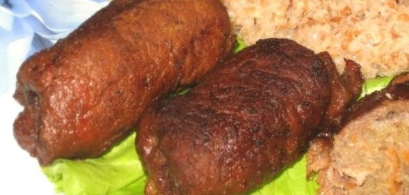 Зразы из говядины с капустой и шпиком