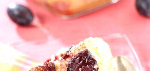 Ризотто с кокосовым молоком и сливами, запечеными в марсале с корицей