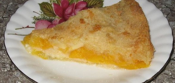 Насыпной пирог с персиками и яблоками.(вариант)