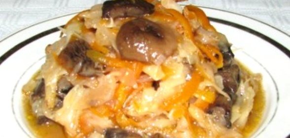 Вкусная капуста с грибами на зиму
