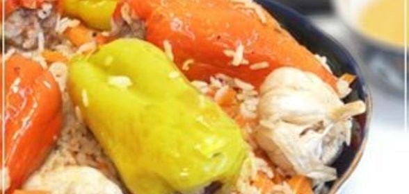 Наманганский Долмали плов (плов с фаршированным болгарским перцем)