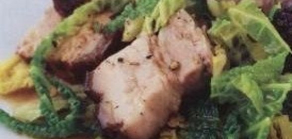 Свиная грудинка (подчеревок) с капустой и тмином