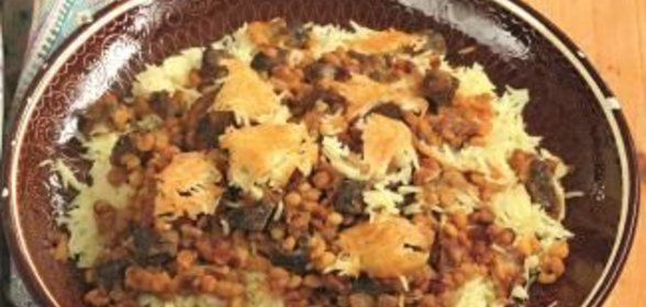 Плов с бараниной и айвой