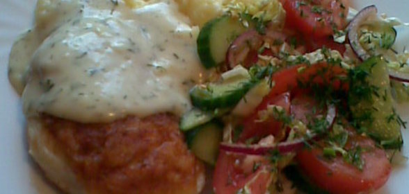 Котлетки из пангасии с укропным соусом