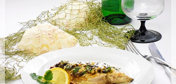Скумбрия на гриле с оливковым соусом