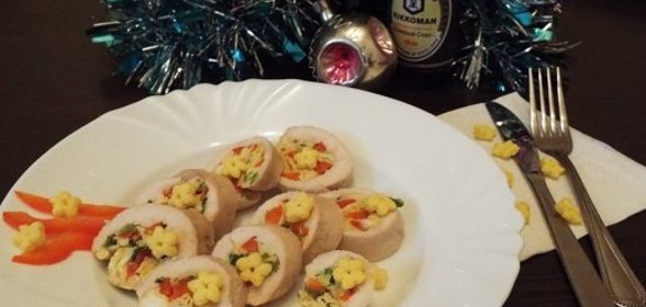 Рулетики из куриного филе с овощами