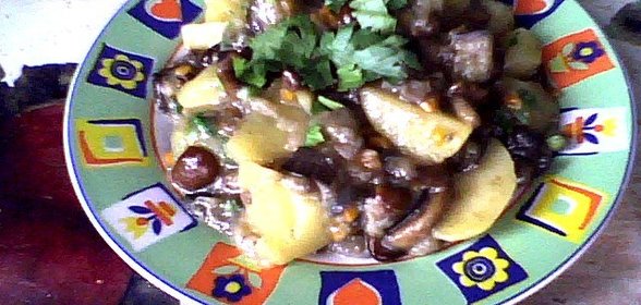 Рагу с грибами и баклажанами