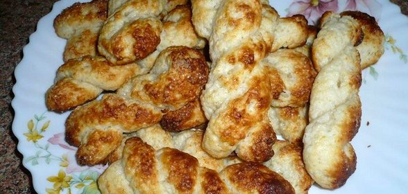 Творожное печенье косичка