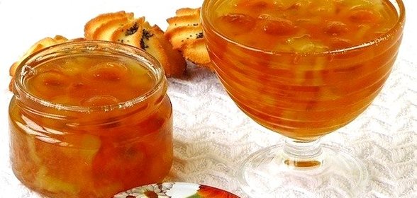 Варенье из жёлтой алычи с кабачками в ананасовом соке