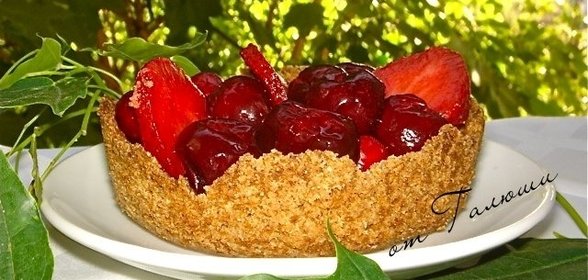 Ягоды фламбе в песочном лукошке