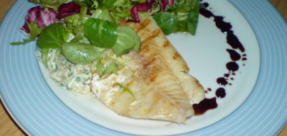 Рыба на гриле с сельдереевым ремуладом(Triqlie al sedano )