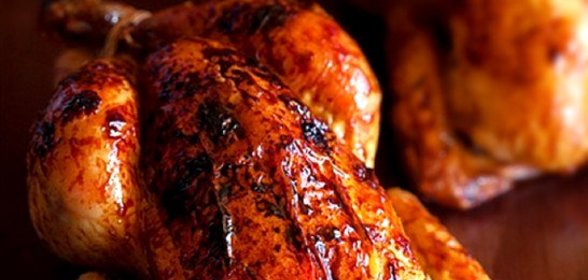 Курица, запеченная в хрустящей корочке, с имбирем и апельсинами