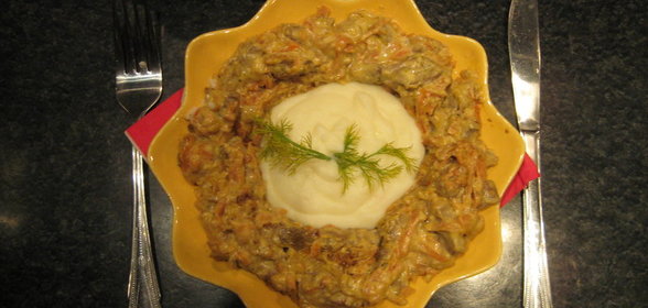 Печень по-строгановски