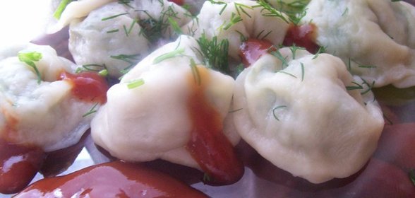 Пельмени постные с зеленью