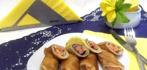 Блинчики с красной рыбой