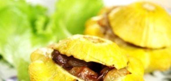 Патиссоны, фаршированные грибами