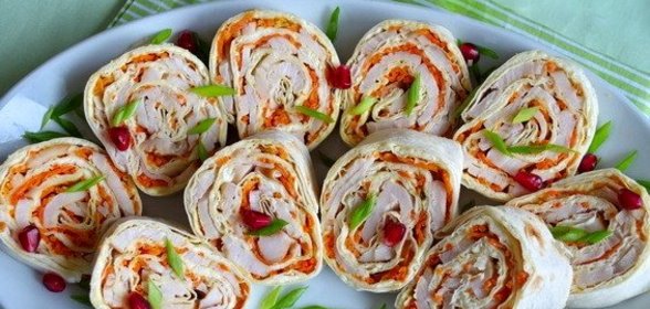 Лаваш с курицей и морковью