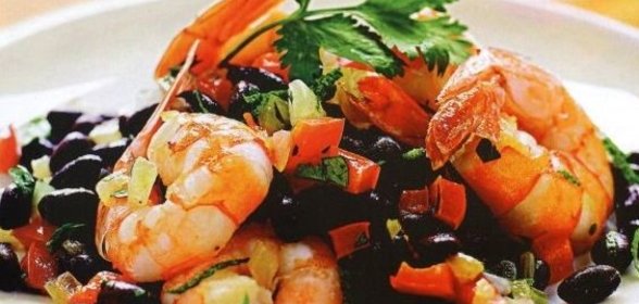 Креветки с фасолью