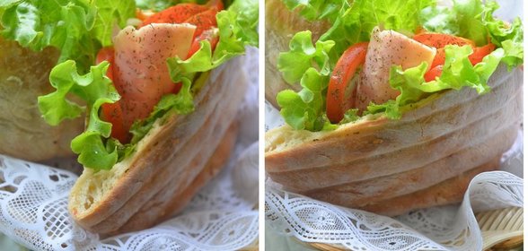 Пита с ветчиной и овощами