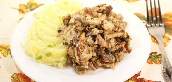 Белые грибы в сметане с картофелем