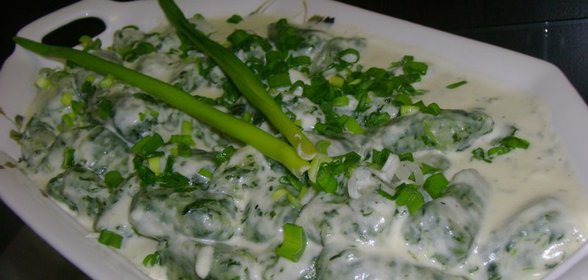 Шпинатные ньокки с сырным соусом
